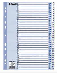 Esselte registre PP 1:31, A4, HVID, m/karton forblad